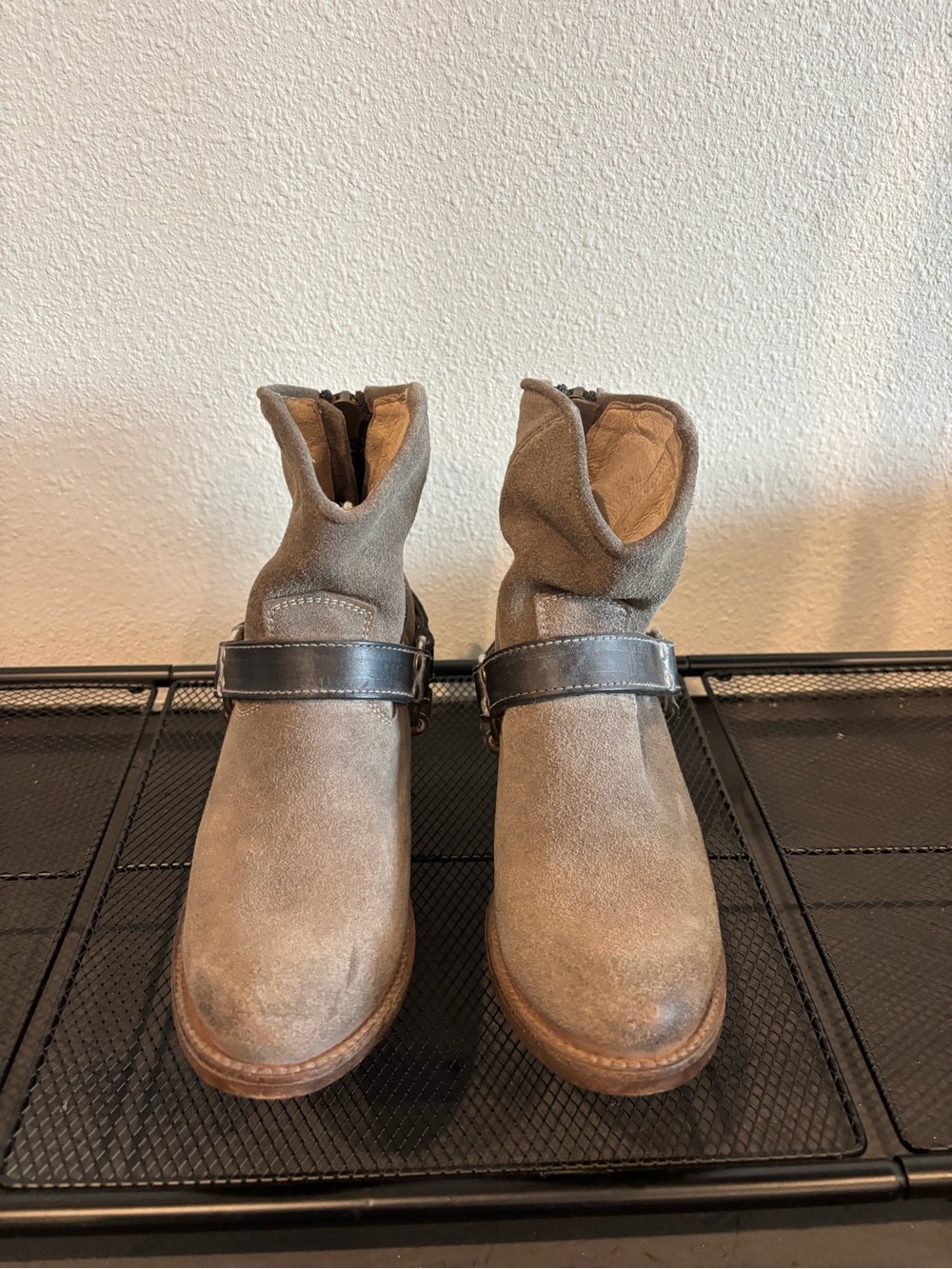 Spirit Taupe Suede Ankle Booties with Strap